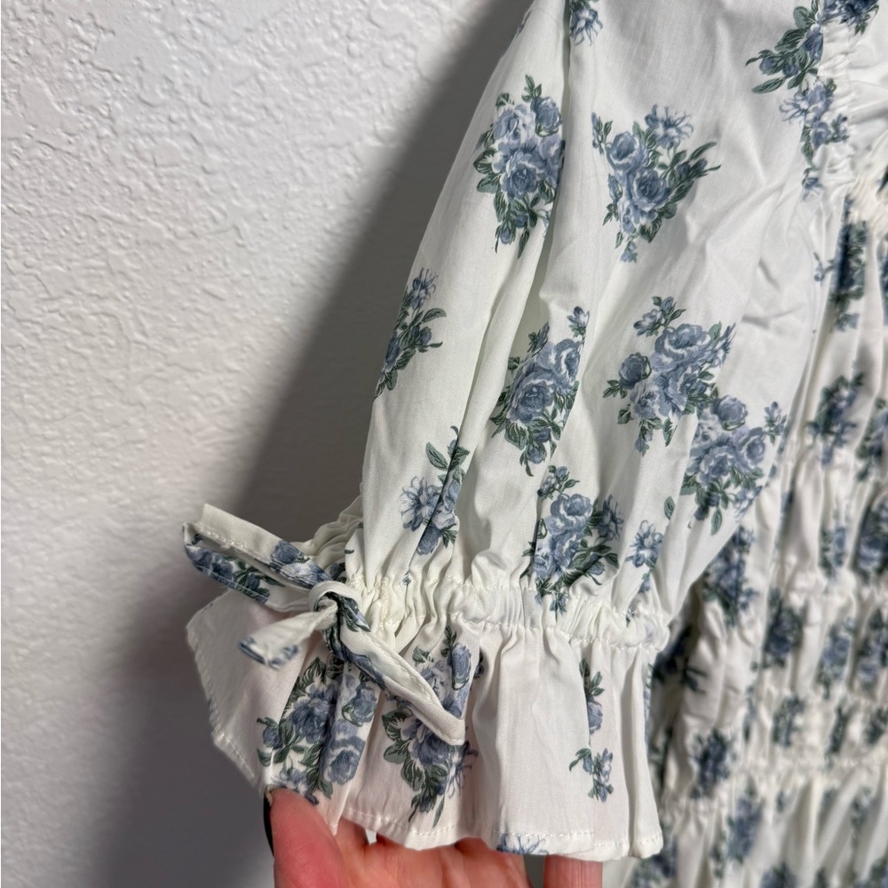 Antonio Melani Blue Floral Smocked Midi Dress NWT Size 12 Cottagecore - Picture 8 of 14